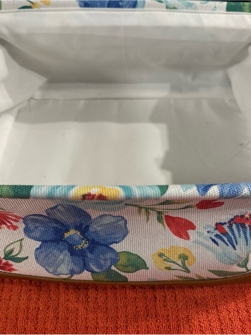 Source Unknown Floral Fabric Storage Bin in Blue, Red, Yellow, Green